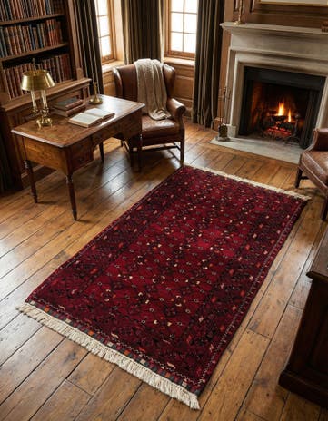 3' 5 x 6' 7 Hand Knotted Afghan Akhche Wool Rug