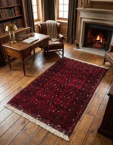 3' 5 x 6' 7 Hand Knotted Afghan Akhche Wool Rug