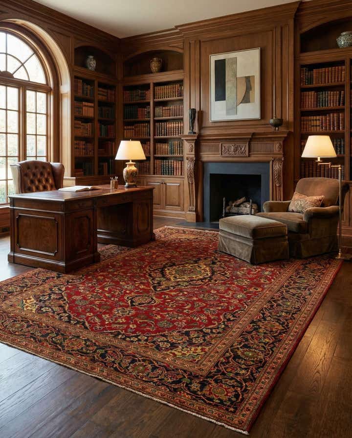 8' 2 x 11' 3 Hand Knotted Kashan Persian Wool Rug