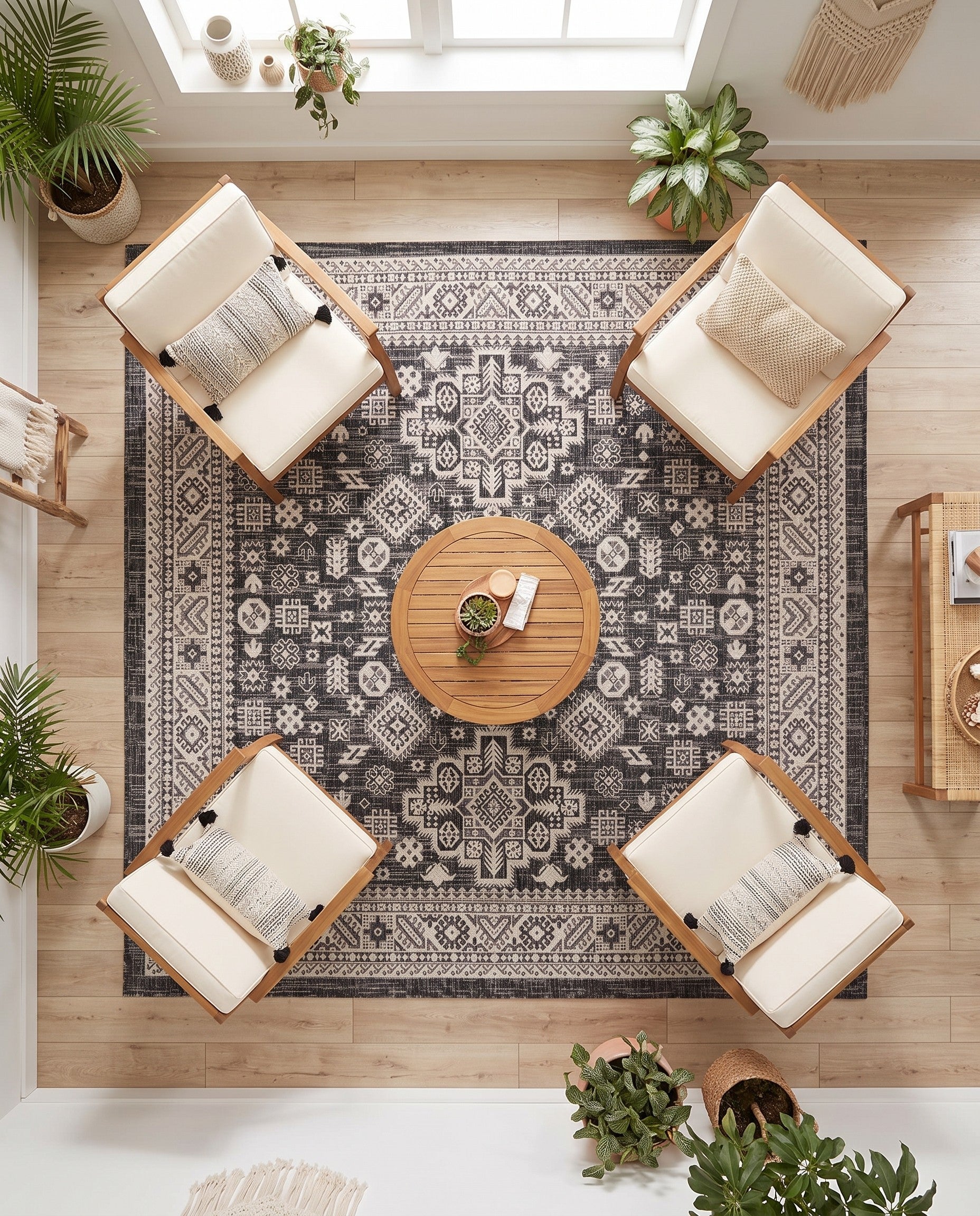 7' 10 x 7' 10 Easy-Clean Aztec Indoor / Outdoor Square Rug