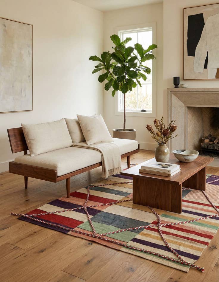 Detail image of 4' 8 x 6' 2  Hand Woven Kilim Modern Wool Rug