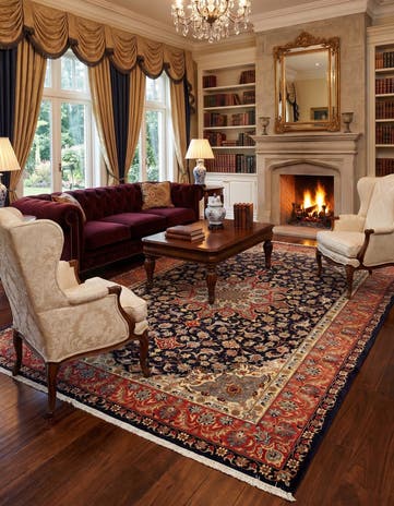 6' 7 x 9' 10 Hand Knotted Qom Persian Rug