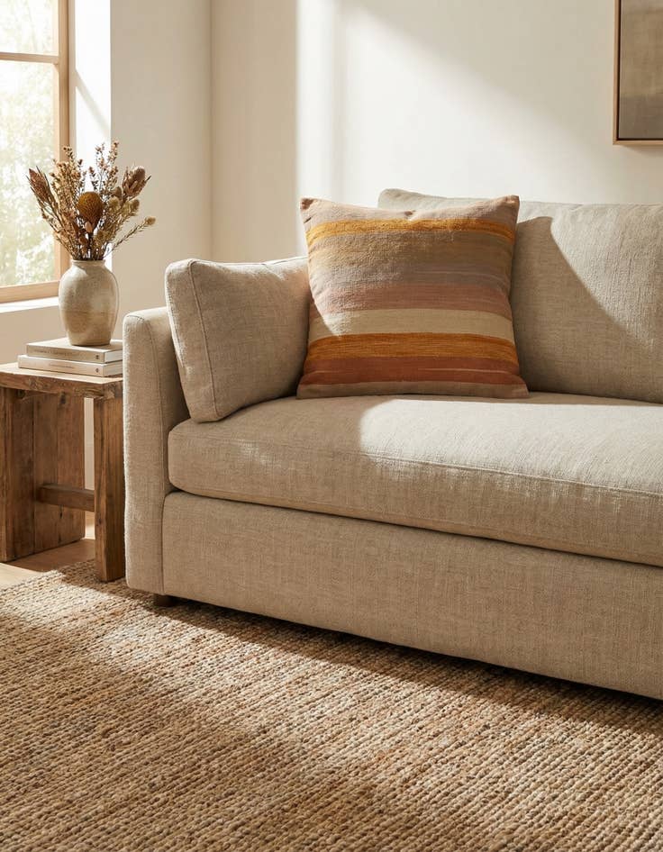 Detail image of 2' 5 x 2' 6  Hand Woven Pillow Wool Square Rug