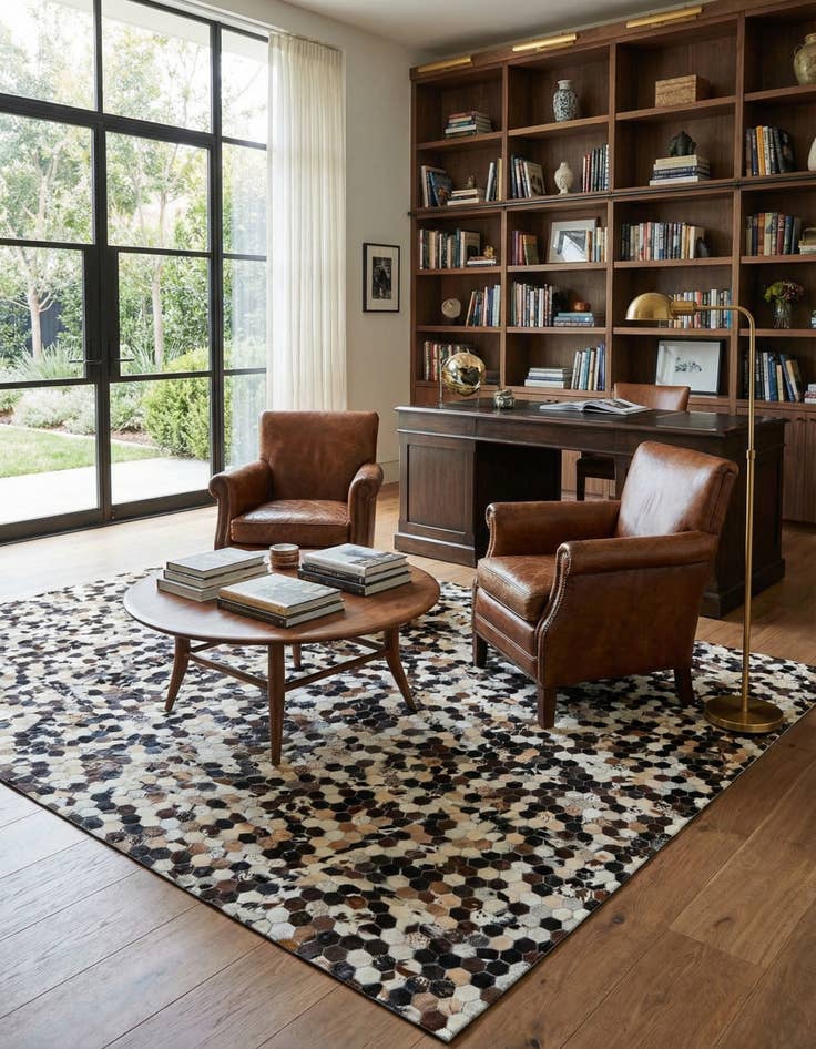 Detail image of  7' 10 x 9' 8 Cowhide Leather Rug