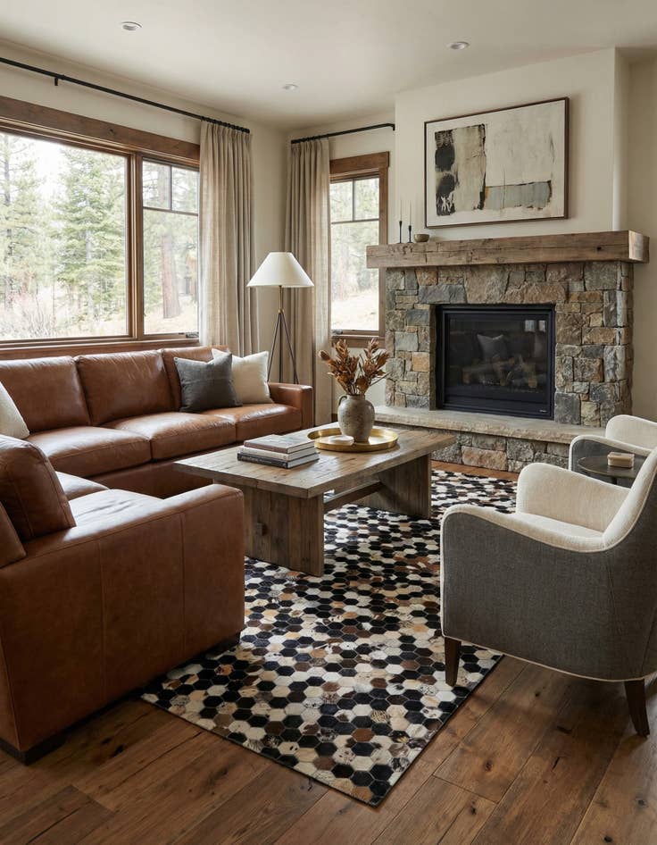 Detail image of  5' 1 x 8' Cowhide - Patchwork Rug