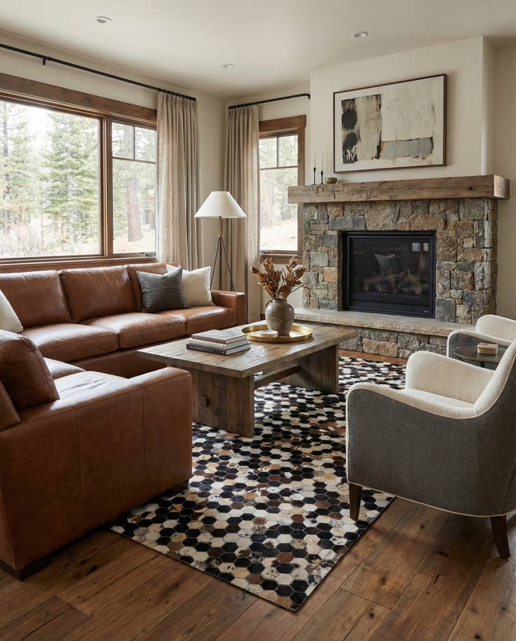 Detail image of 5' 1 x 8' Cowhide - Patchwork Rug