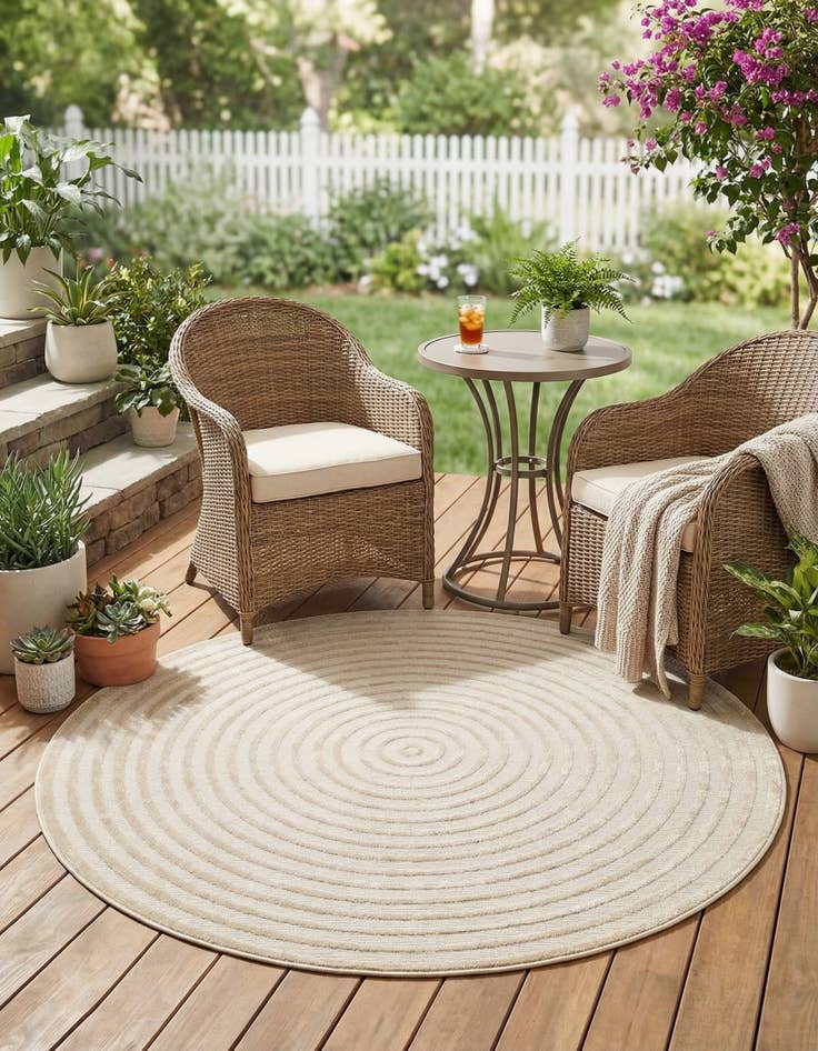 Detail image of 4' x 4'  Washable Sabrina Soto Prescott Indoor / Outdoor Round Rug
