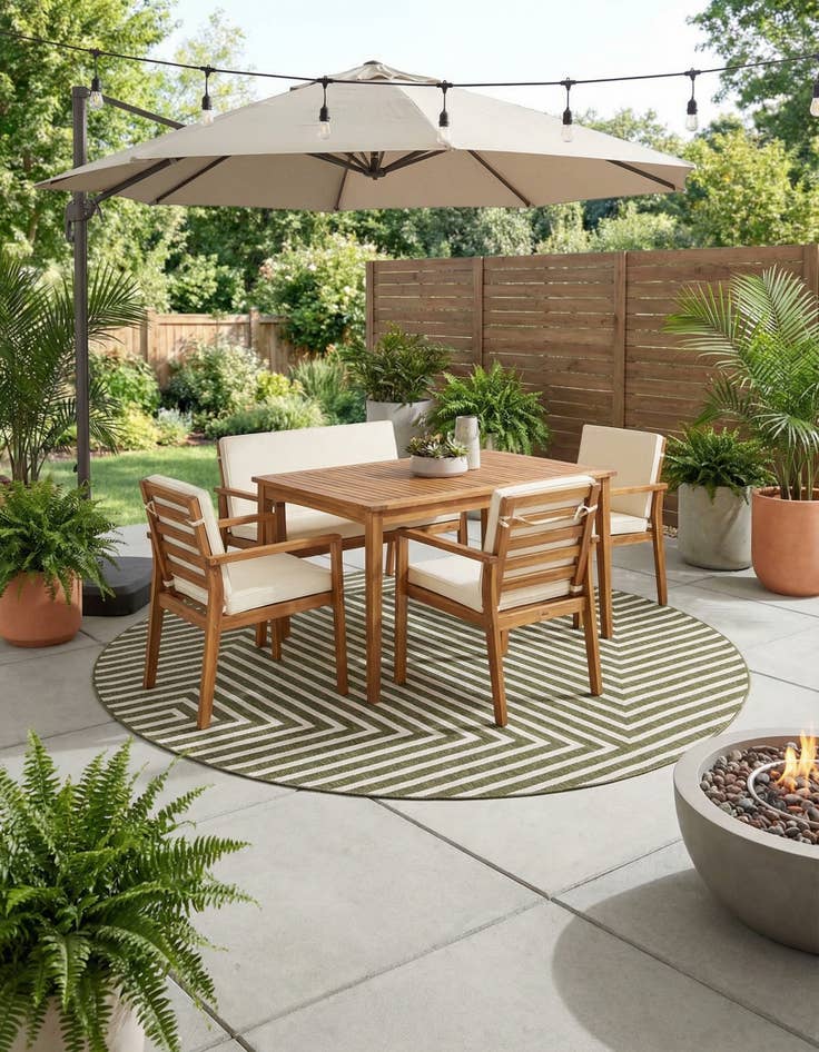 Detail image of  12' x 12'  Washable Modern Indoor / Outdoor Round Rug