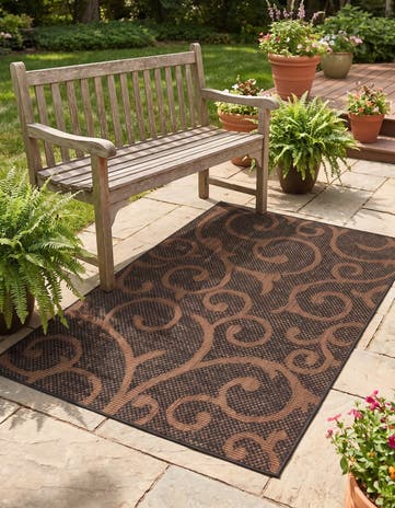 3' 3 x 5' 3 Easy-Clean Botanical Indoor / Outdoor Rug