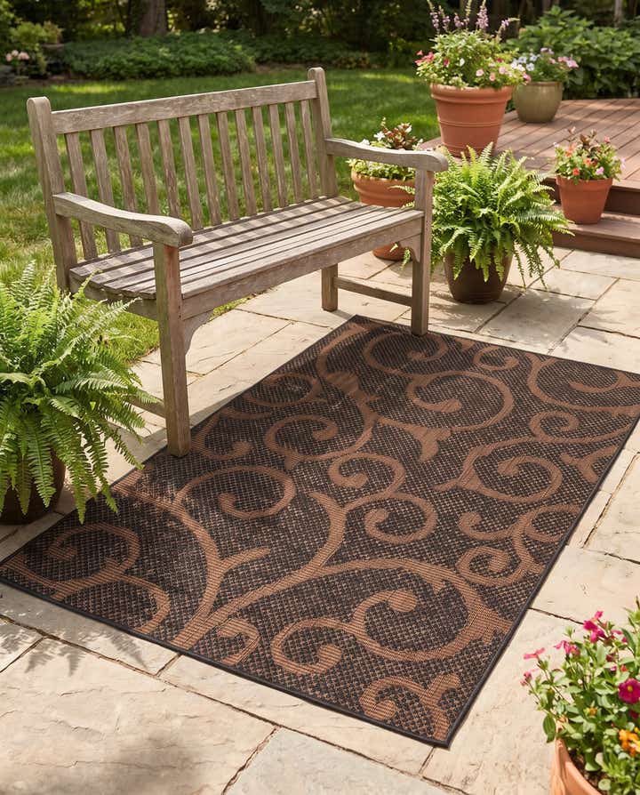 3' 3 x 5' 3 Easy-Clean Botanical Indoor / Outdoor Rug