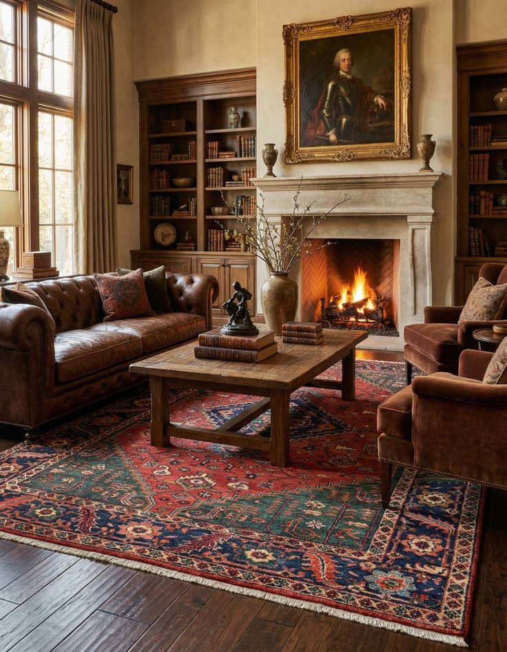 Detail image of  7' x 10' 7  Hand Knotted Heriz Wool Rug