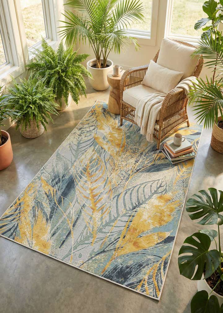 5' 3 x 8' Easy-Clean Botanical Indoor / Outdoor Rug
