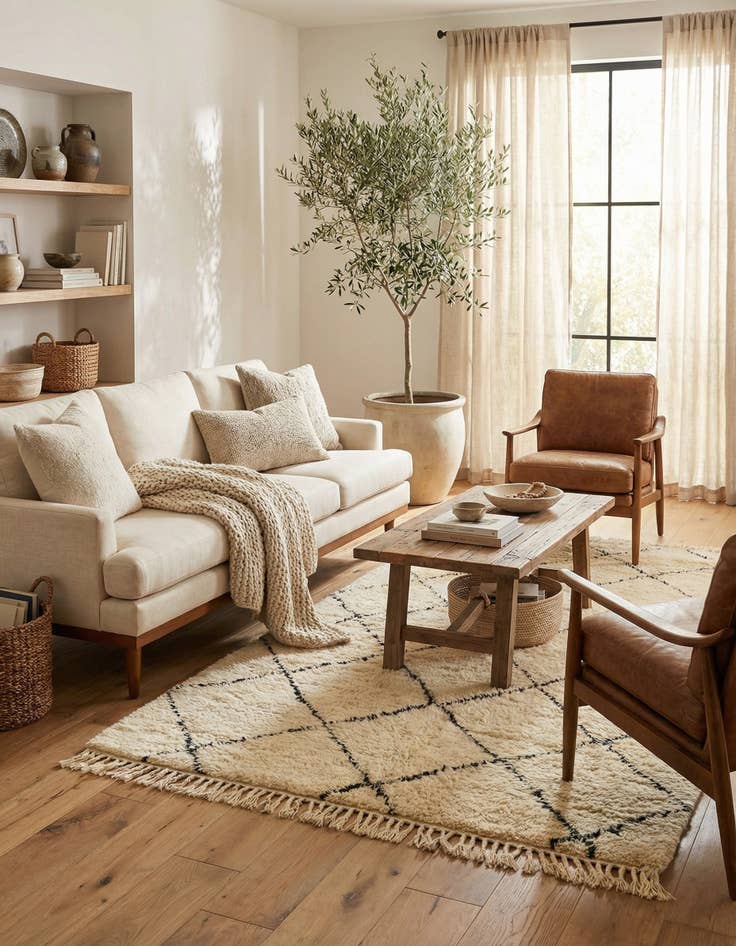 Detail image of 5' 2 x 8' 5  Hand Knotted Moroccan Wool Rug