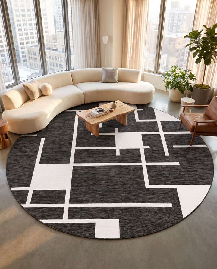 13' x 13' Easy-Clean Modern Indoor / Outdoor Round Rug