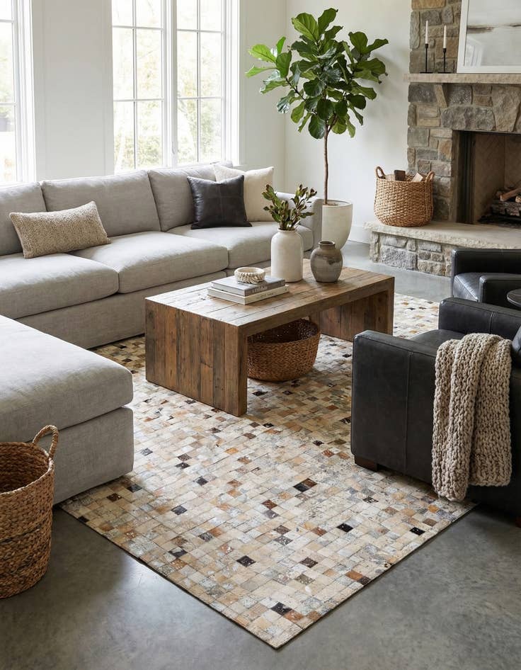 Detail image of 5' 5 x 7' 6 Cowhide Stocks Rug