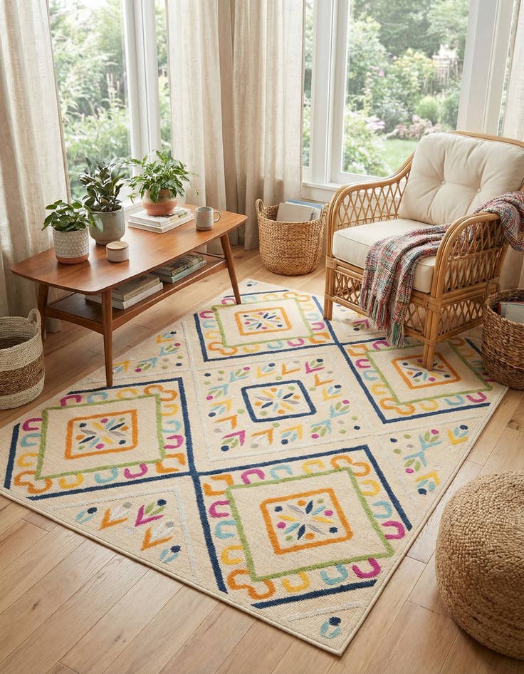 Detail image of 7' 3 x 9' 10  Washable  Indoor / Outdoor Rug