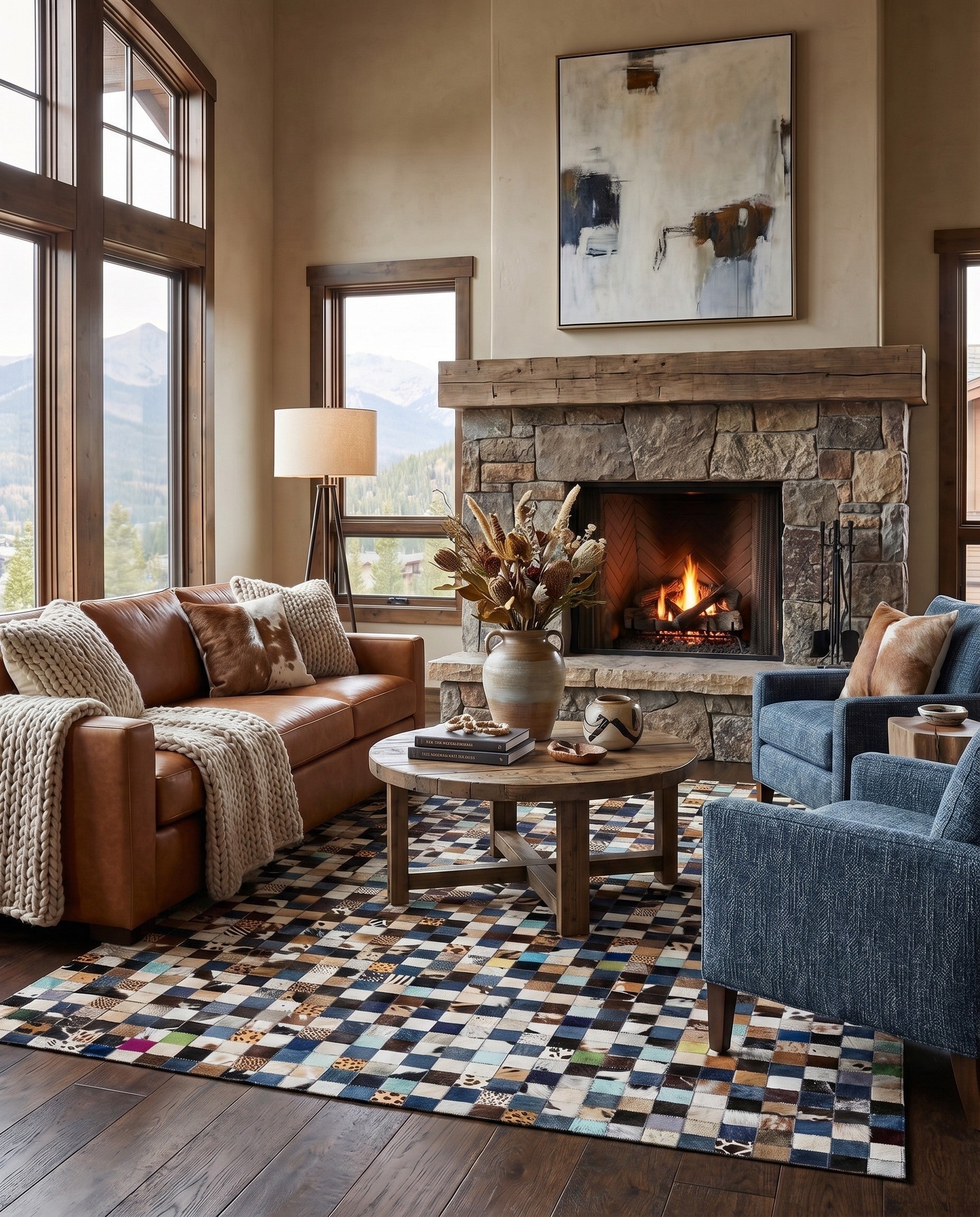 5' x 8' Cowhide Leather Rug