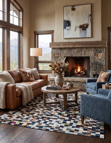 5' x 8' Cowhide Leather Rug