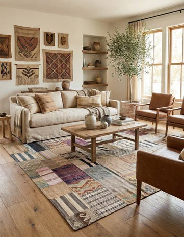 6' 7 x 9' 10 Hand Woven Kilim Patchwork Wool Rug