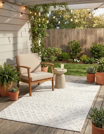 4' x 6' Easy-Clean Trellis Textured Indoor / Outdoor Rug