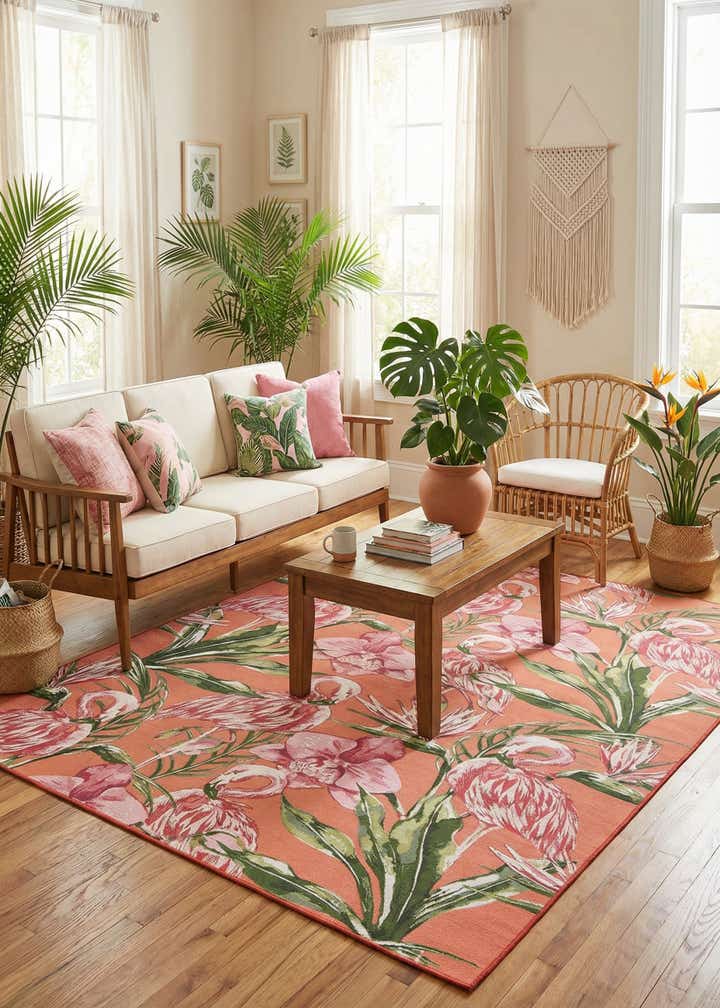 7' 10 x 10' Easy-Clean Botanical Indoor / Outdoor Rug