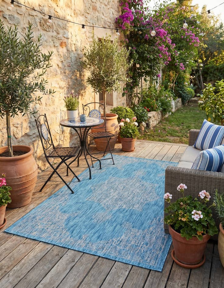 Detail image of 4' x 6'  Washable Traditional Indoor / Outdoor Rug