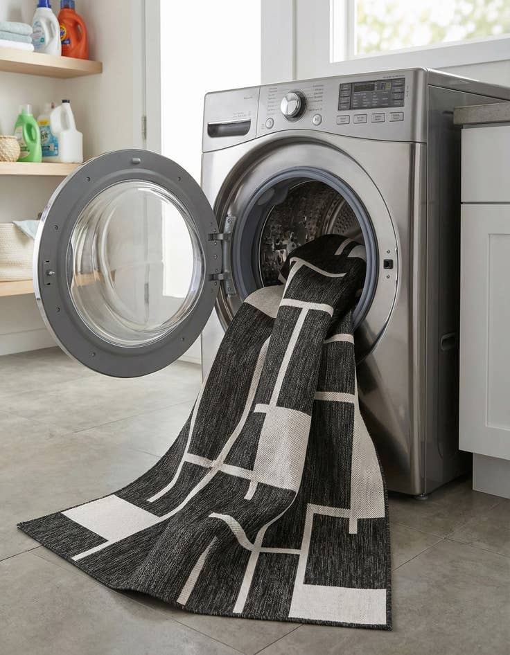 Detail image of  5' 3 x 8'  Washable Modern Indoor / Outdoor Rug