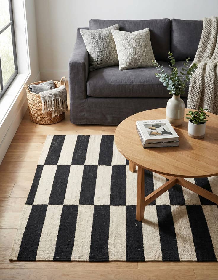 Detail image of 2' 8 x 3' 10  Hand Woven Kilim Modern Wool Rug