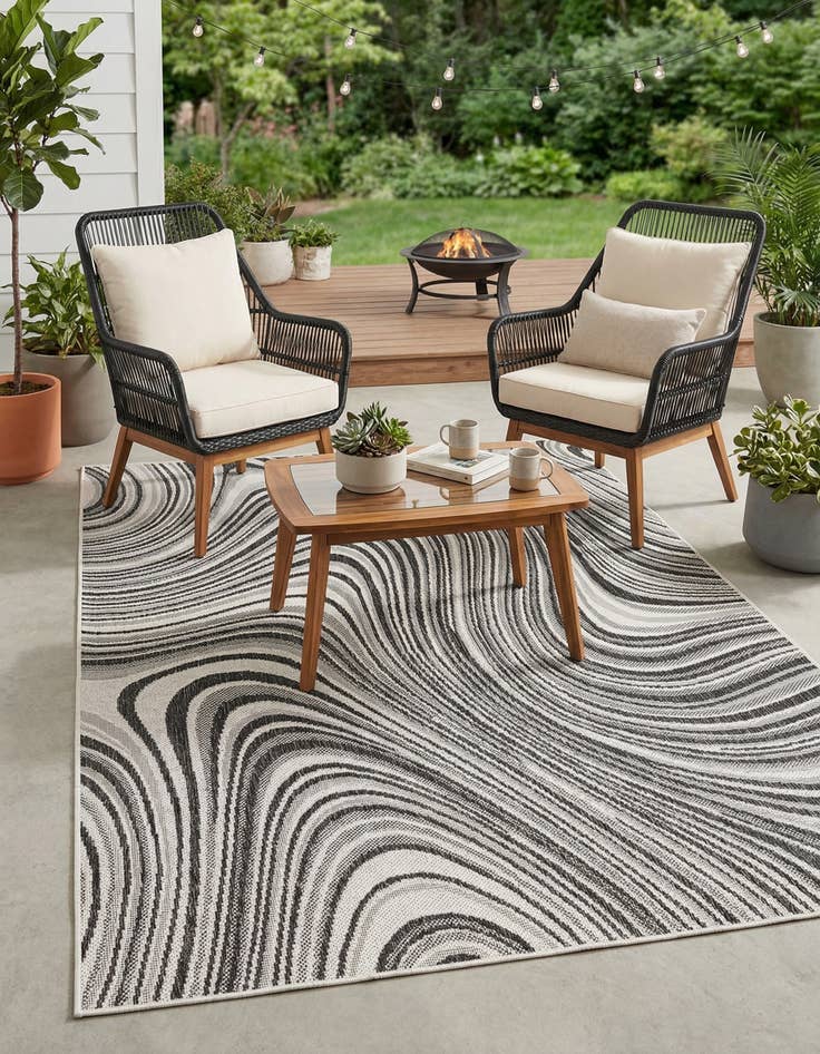 Detail image of 4' x 6' Easy-Clean Modern Indoor / Outdoor Rug