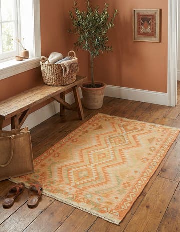 3' 2 x 4' 8 Hand Woven Kilim Waziri Wool Rug