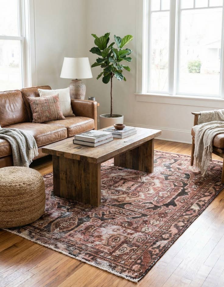 Detail image of 4' x 5' 10  Hand Knotted Ultra Vintage Persian Wool Rug