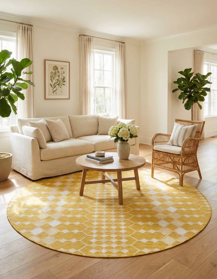 Detail image of 10' x 10'  Washable Trellis Indoor / Outdoor Round Rug