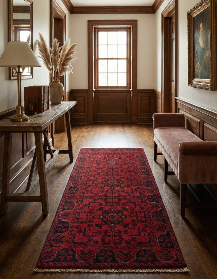 Detail image of  2' 7 x 6' 6  Hand Knotted Khal Mohammadi Wool Runner Rug