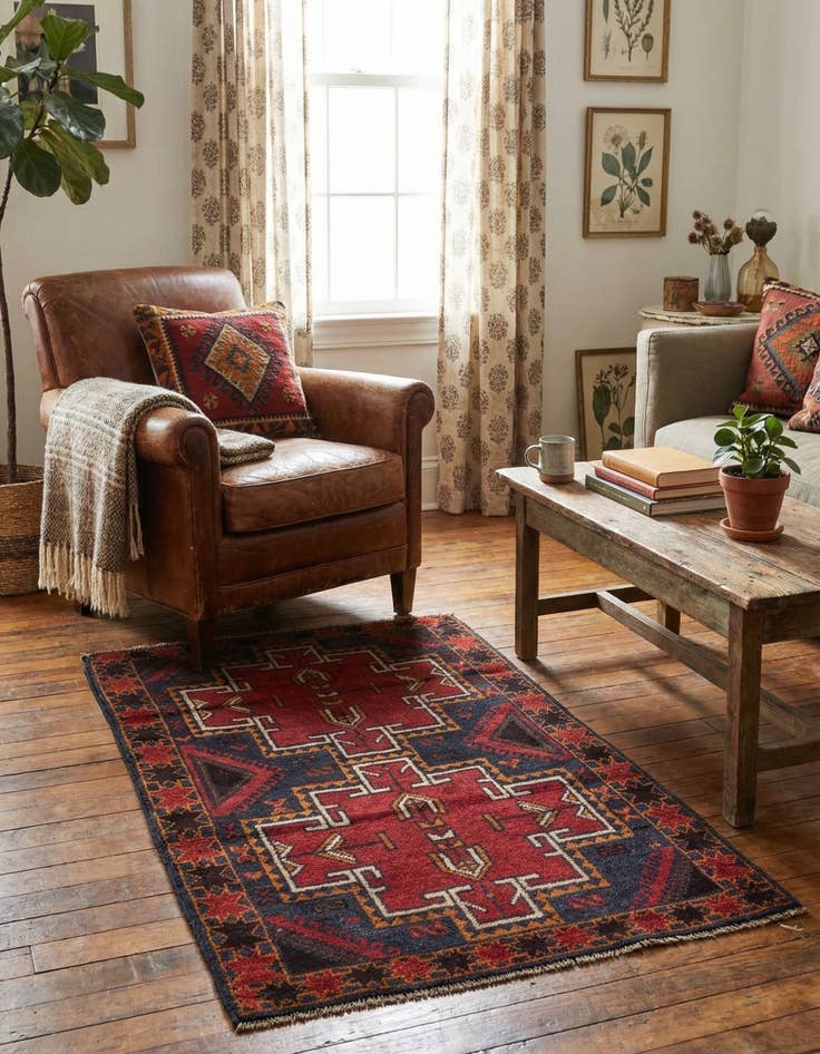 Detail image of 2' 10 x 4' 5 Hand Knotted Balouch Persian Wool Rug