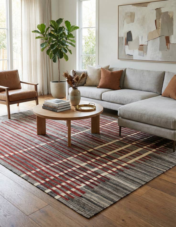 Detail image of 5' 8 x 8'  Hand Woven Kilim Modern Wool Rug