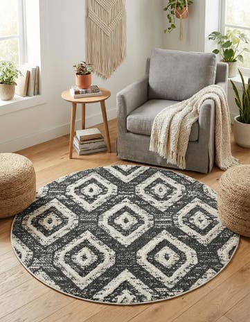 Blue Gray Cherokee Round Rug