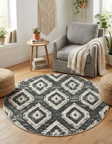 Blue Gray Cherokee Round Rug