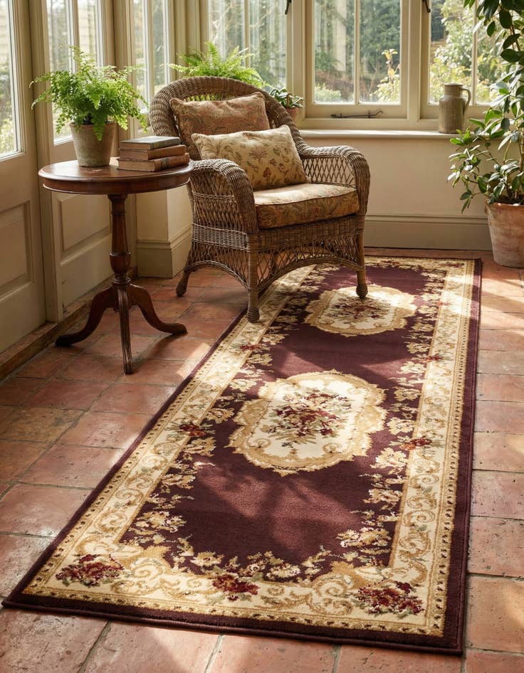 Detail image of 2' 7 x 10' Classic Aubusson Runner Rug