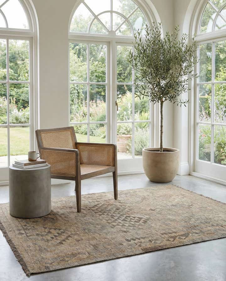 4' x 5' 10 Hand Woven Kilim Maymana Wool Rug