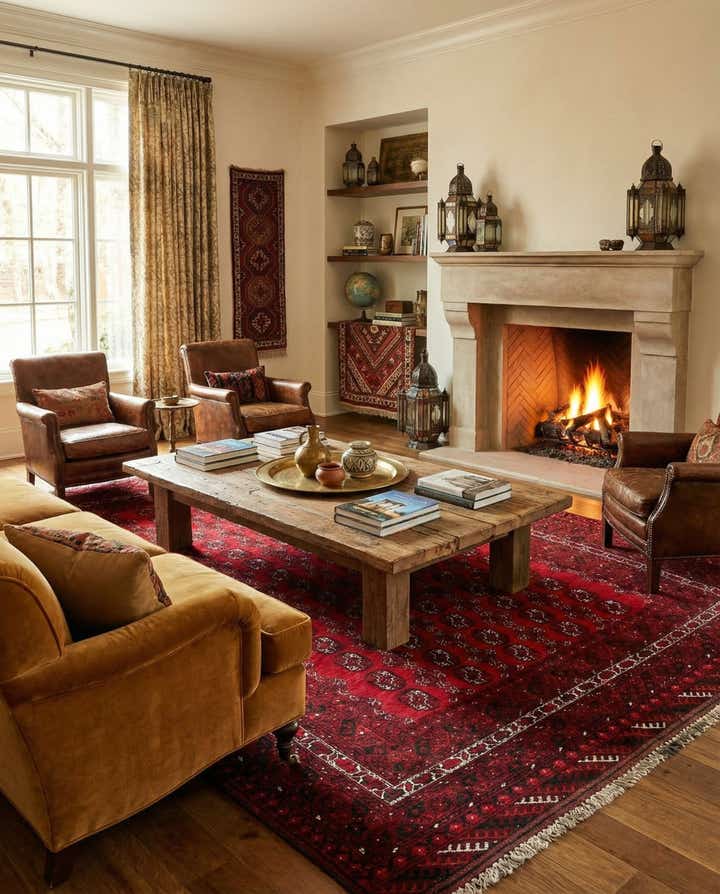 6' 10 x 9' 5 Hand Knotted Afghan Akhche Wool Rug