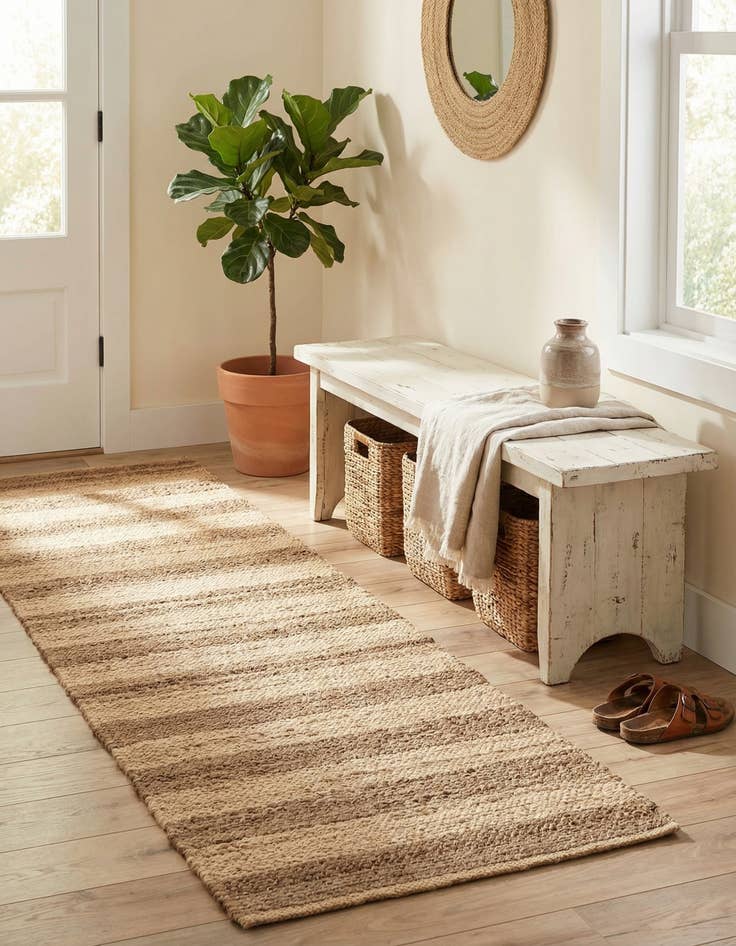 Detail image of 2' 2 x 8'  Hand Braided Jute Runner Rug