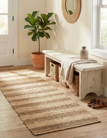 2' 2 x 8' Handmade Braided Jute Runner Rug