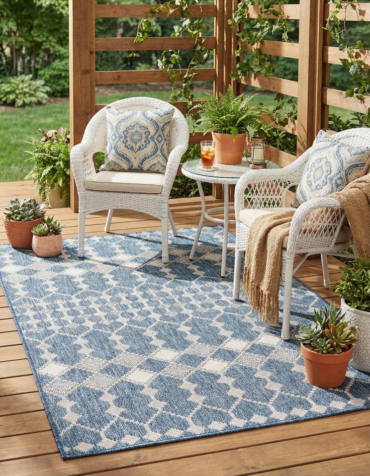 Detail image of 4' x 6' Easy-Clean Trellis Indoor / Outdoor Rug