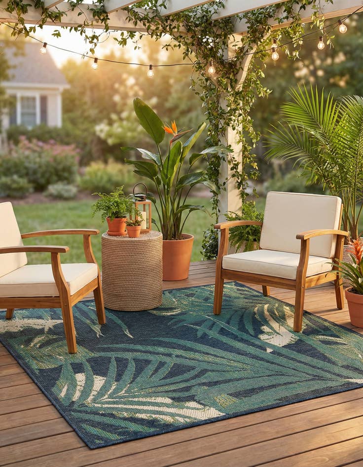 Detail image of 5' 3 x 5' 3  Washable Baja Indoor / Outdoor Square Rug