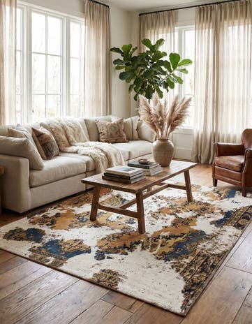 5' 5 x 6' 2 Hand Knotted Ultra Vintage Persian Wool Square Rug