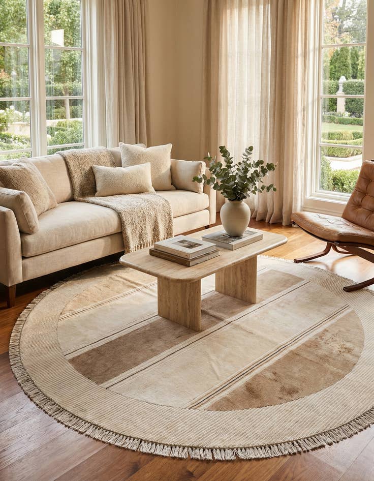 Detail image of  6' 5 x 6' 5  Hand Knotted Darya Wool Round Rug