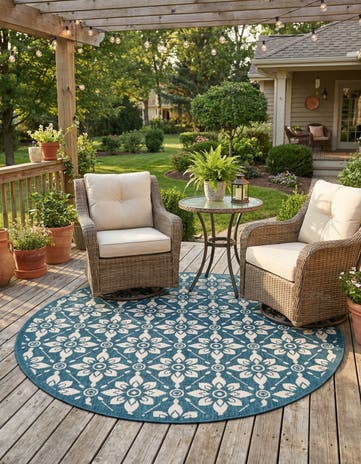 5' x 5' Easy-Clean Lattice Indoor / Outdoor Round Rug