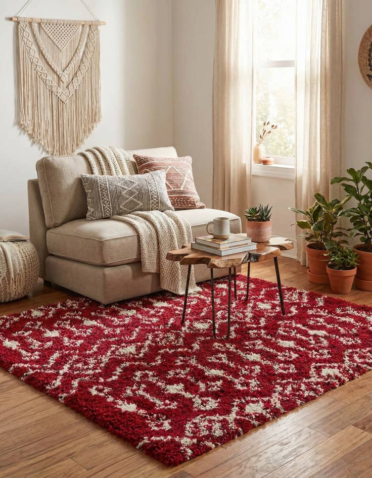 Detail image of 4' x 4' Moroccan Trellis Shag Square Rug