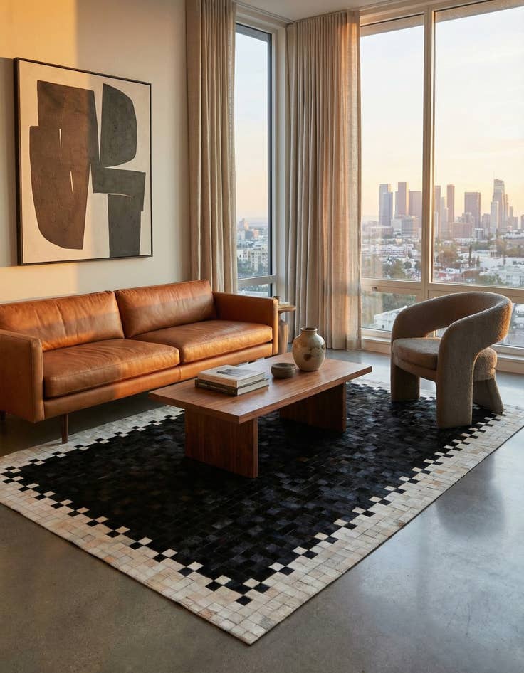 Detail image of 5' 1 x 7' 10 Cowhide Stocks Rug