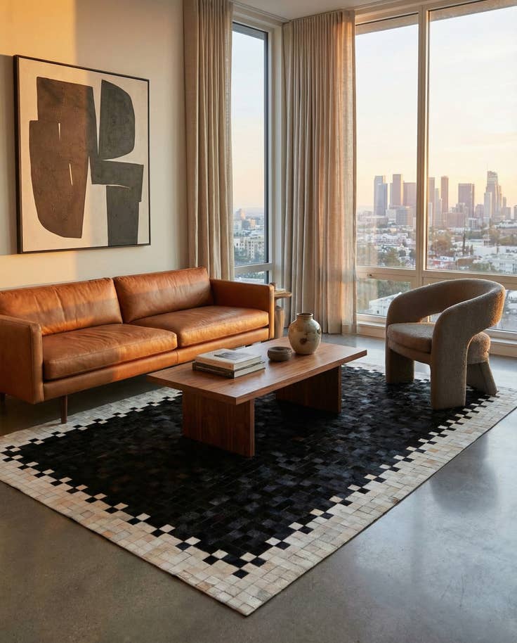 Detail image of 5' 1 x 7' 10 Cowhide Stocks Rug